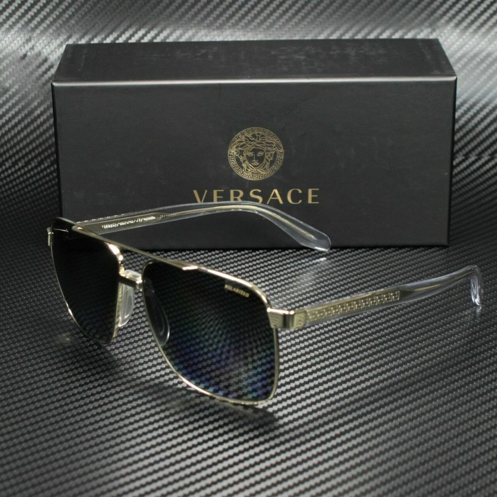 Wow! Versace Men's Polarized Gold Sunglasses! New W/ Box
